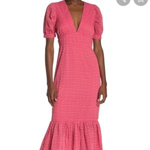 Tularosa  Elliott Coral Pink Midi Dress Sz S NWT